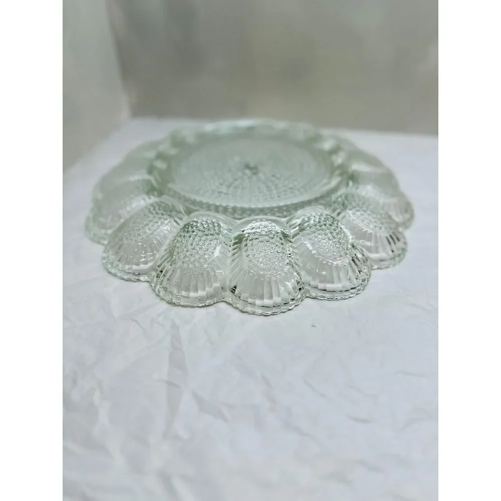 Vintage Indiana Glass Hobnail Deviled Egg Tray Clear MCM Serving, Thanksgiving